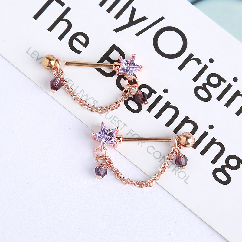 Milk nail water drop metal milk ring powder color diamond stainless steel milk nail jewelry, fashionable and trendy piercing jewelry, exquisite detail image 3