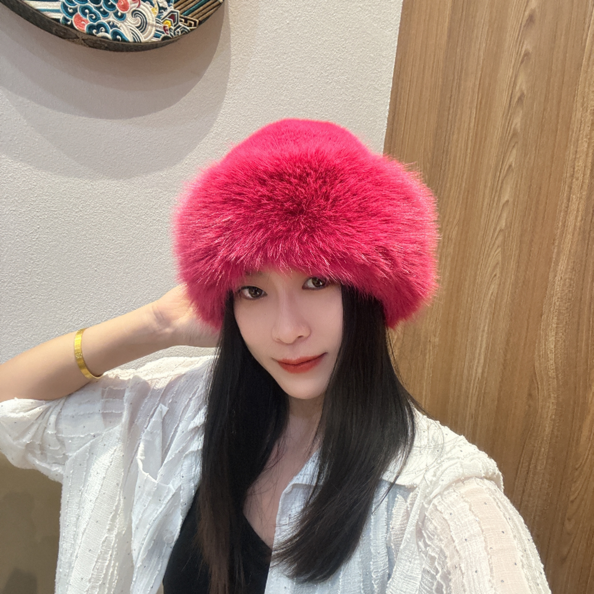 new mongolian cap plush hat women's thickened warm fashion fisherman hat windproof cold protection hat cross-border supply full figure