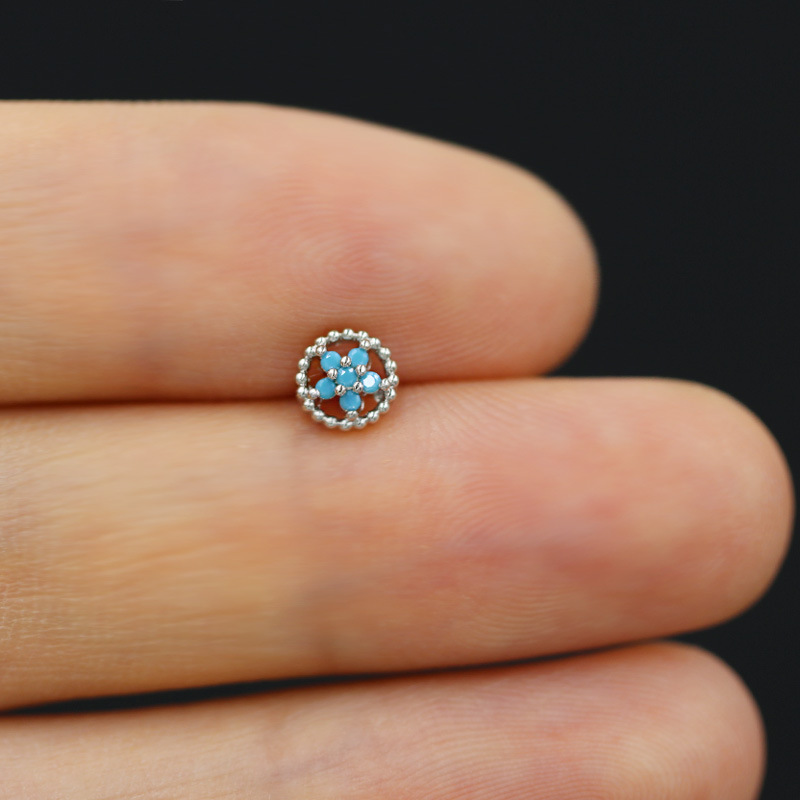 盖贝欧美跨境小清新蓝色系列小花L杆穿刺鼻钉五角星鼻钉鼻饰 多人群专供特价新品工厂直销详情图2