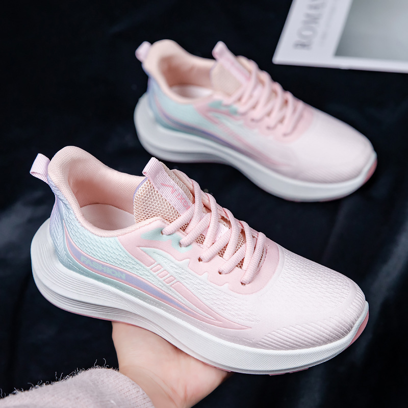 cross-border wholesale sneakers women's new spring summer non-slip soft bottom and wear resistance mesh breathable casual shoes all-match ultra-light full figure
