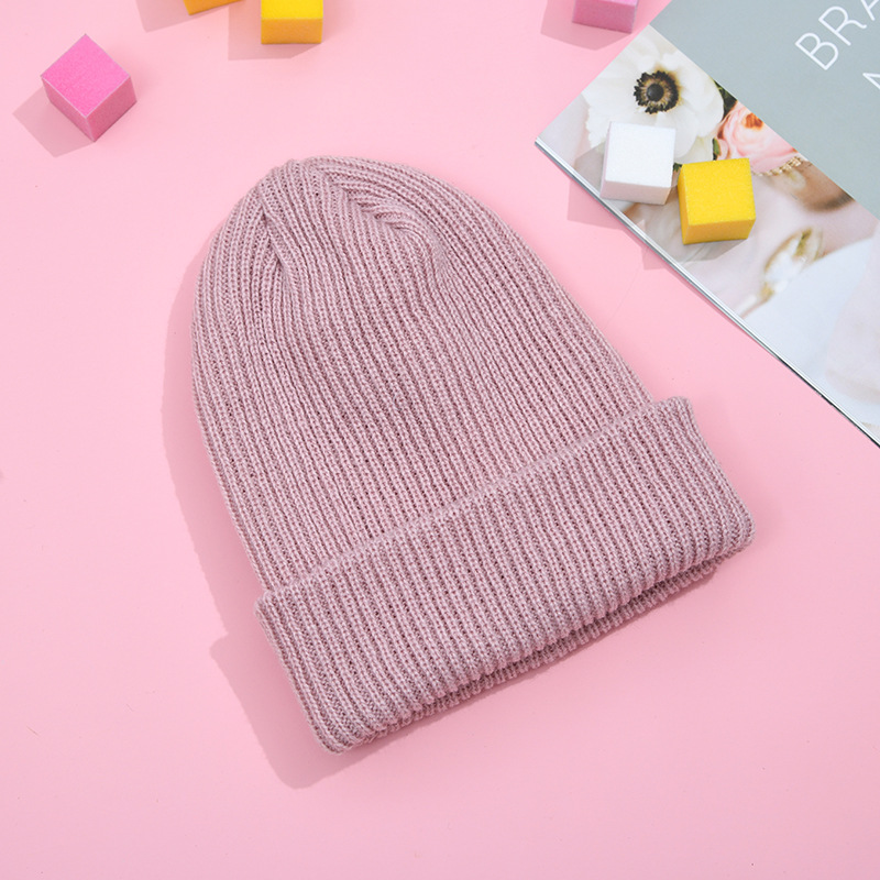winter warm thickened all-matching european and american dome knitted hat curling fashion hat solid color pullover adult woolen cap Item Picture