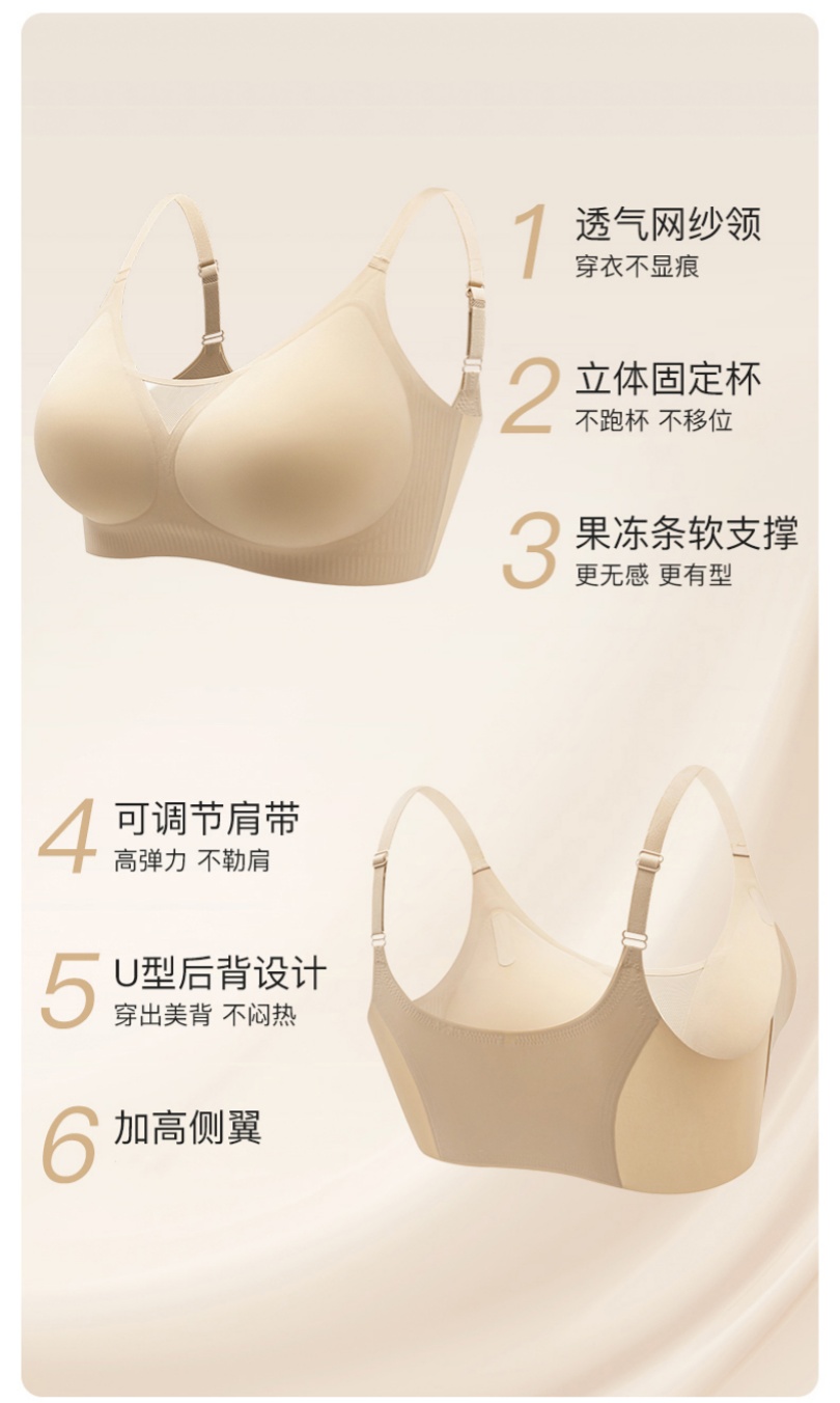 无痕内衣大胸显小网纱透气软支撑舒适柔软文胸防走光抹胸式背心详情7