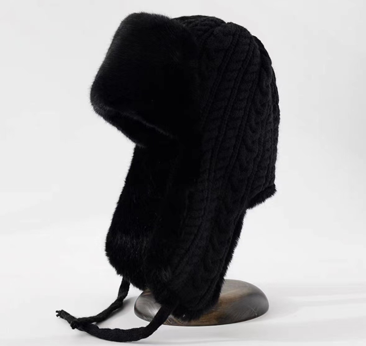 korean style winter fleece-lined thickened woolen cap children's cute knitted hat ear protection ski cap cycling thermal lei feng cap details Picture