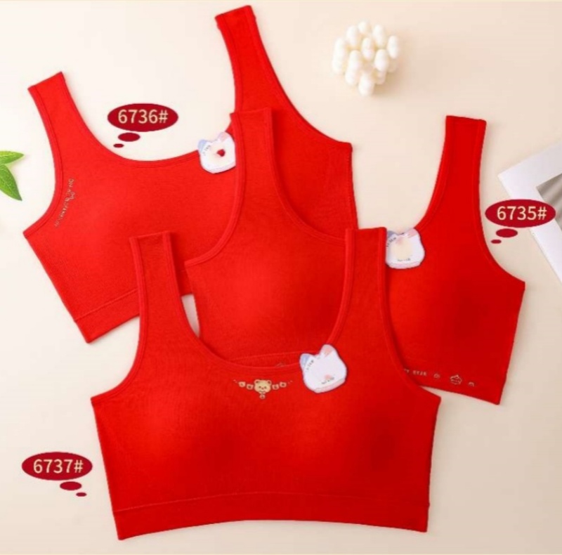 New red fixed-cup children's underwear and bra for girls in their zodiac year during their growth period, junior high school and primary school students pic 4