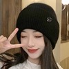 autumn and winter woolen cap women's new fleece-lined thickened cold protection all-matching beanie hat pile heap cap warm ear protection knitted hat Item Picture