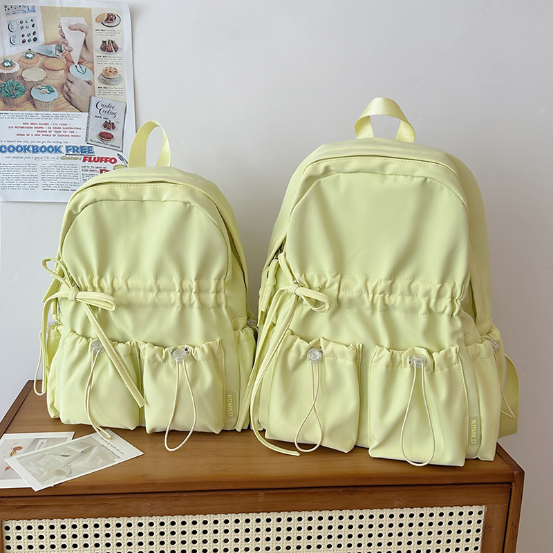 2026 cross-border macaron color backpack large capacity schoolbag female junior high school student cute bow high school student backpack female Specification drawing