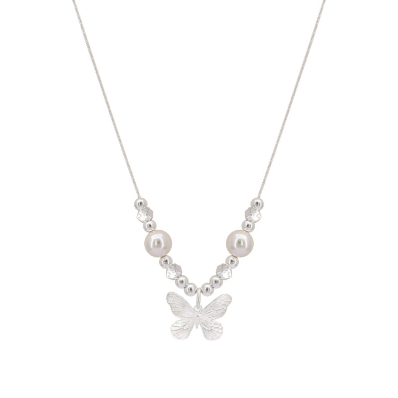 s925 sterling silver pearl necklace women's non-fading niche high-grade clavicle chain light luxury all-match pendant summer new product Item Picture