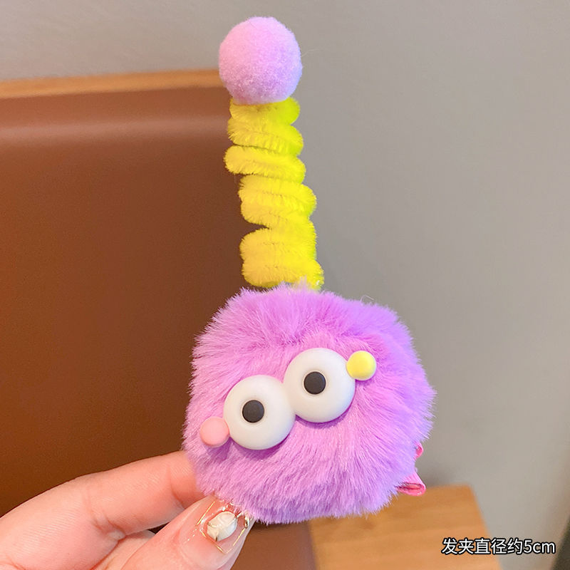 children's cute briquette twisted stick barrettes antenna ugly doll dopamine little girl's hair pin cartoon funny hair accessories details Picture