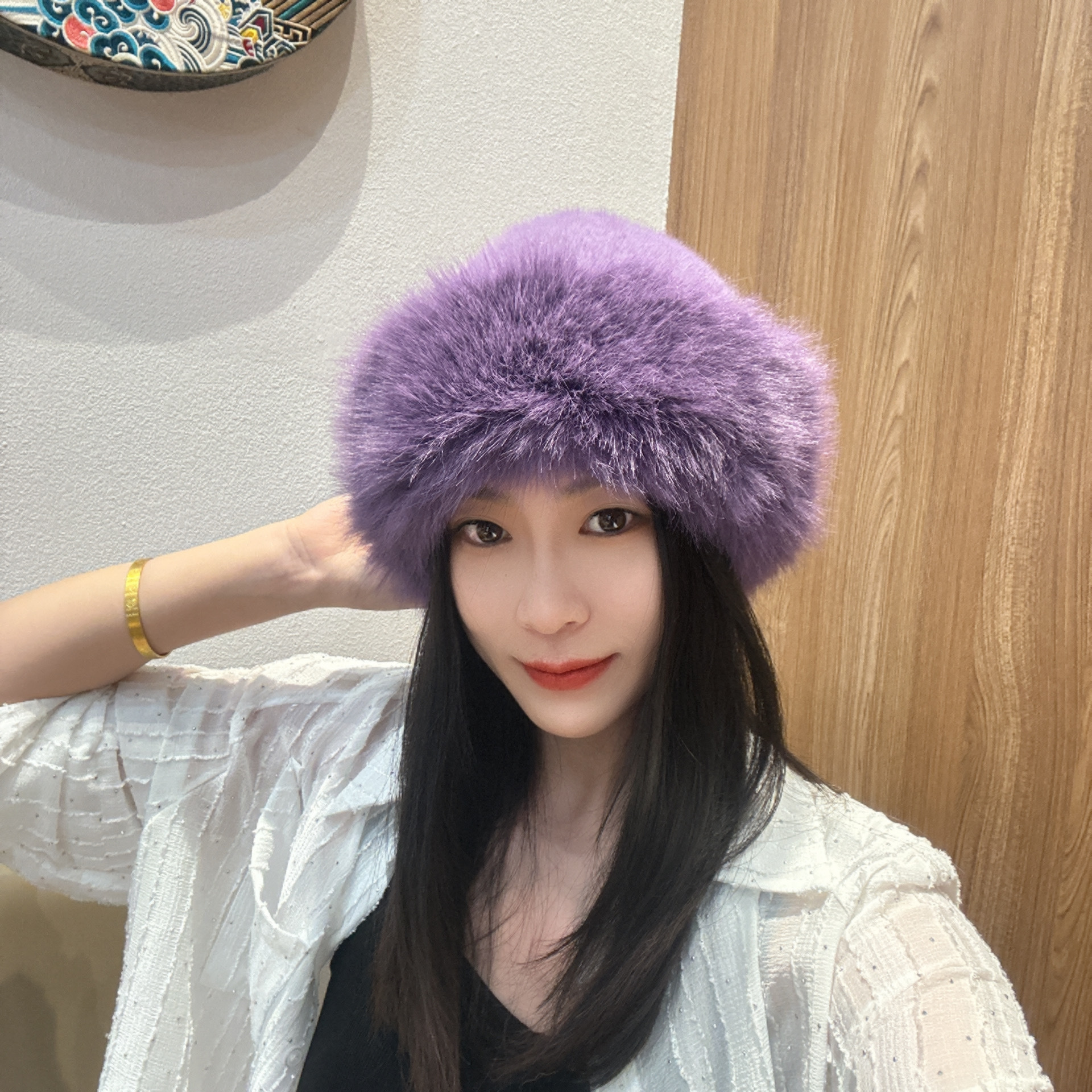 new mongolian cap plush hat women's thickened warm fashion fisherman hat windproof cold protection hat cross-border supply Application Scenario