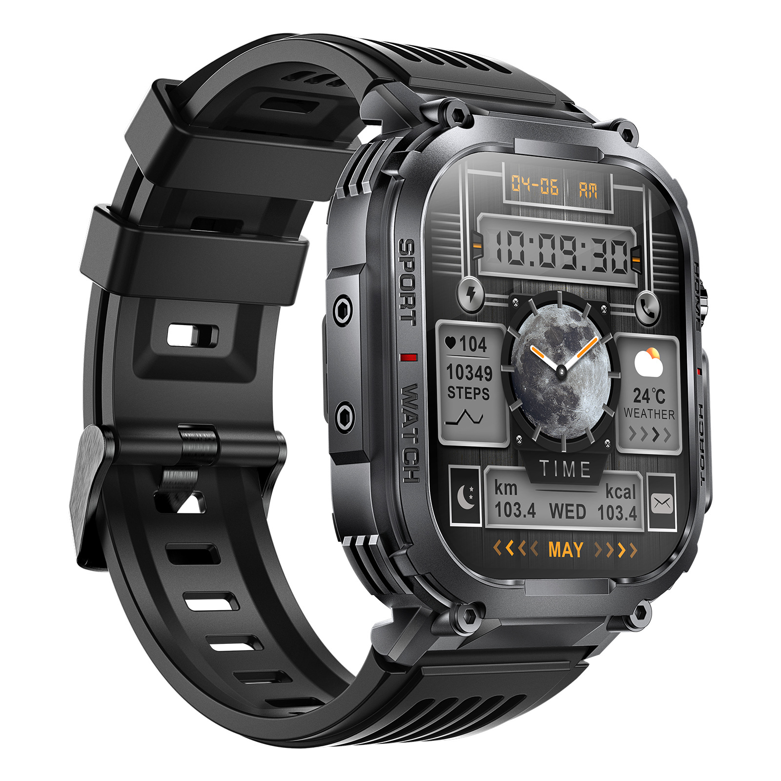 s320b smart watch bluetooth calling flashlight music play heart rate watch men's three-proof cross-border foreign trade full figure