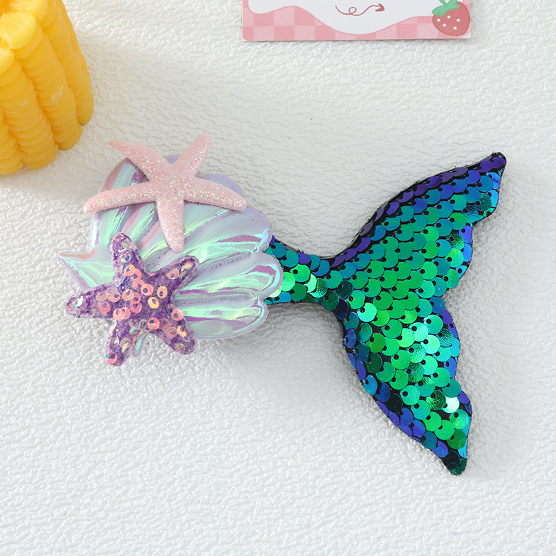 cross-border cartoon mermaid tail starfish barrettes children's side clip bang clip accessories luggage clothing small shell accessories Application Scenario
