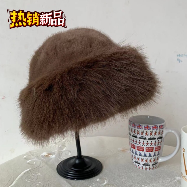 2024 autumn and winter environmental protection fox mink fur outdoor travel warm-keeping and cold-proof fashion wild mongolia head-wrapping hat details Picture