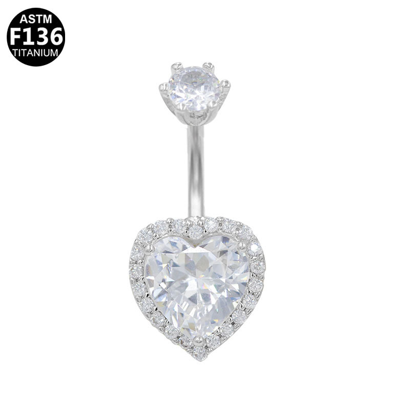 热卖欧美跨境G23钛杆肚脐环锆石脐钉简约高级轻奢钛合金肚脐钉 详情图11