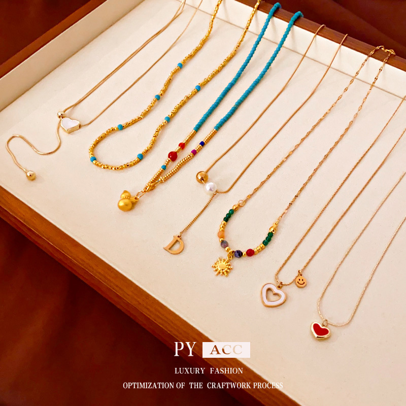 real gold electroplated gourd heart tassel necklace south korea simple fall winter fashion sweater chain high sense niche accessories full figure