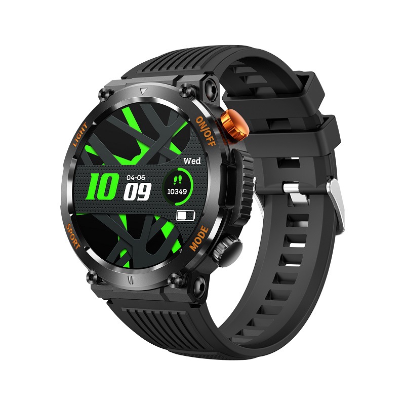 cross-border smart watch ht17 outdoor heart rate blood oxygen monitoring sports round bluetooth calling three-proof watch full figure