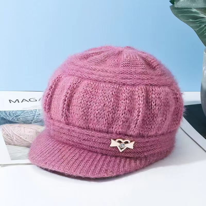 hat for the elderly children's autumn and winter knitting casual fashion mom hat middle-aged and elderly thickened fleece-lined warm wool hat dome Specification drawing