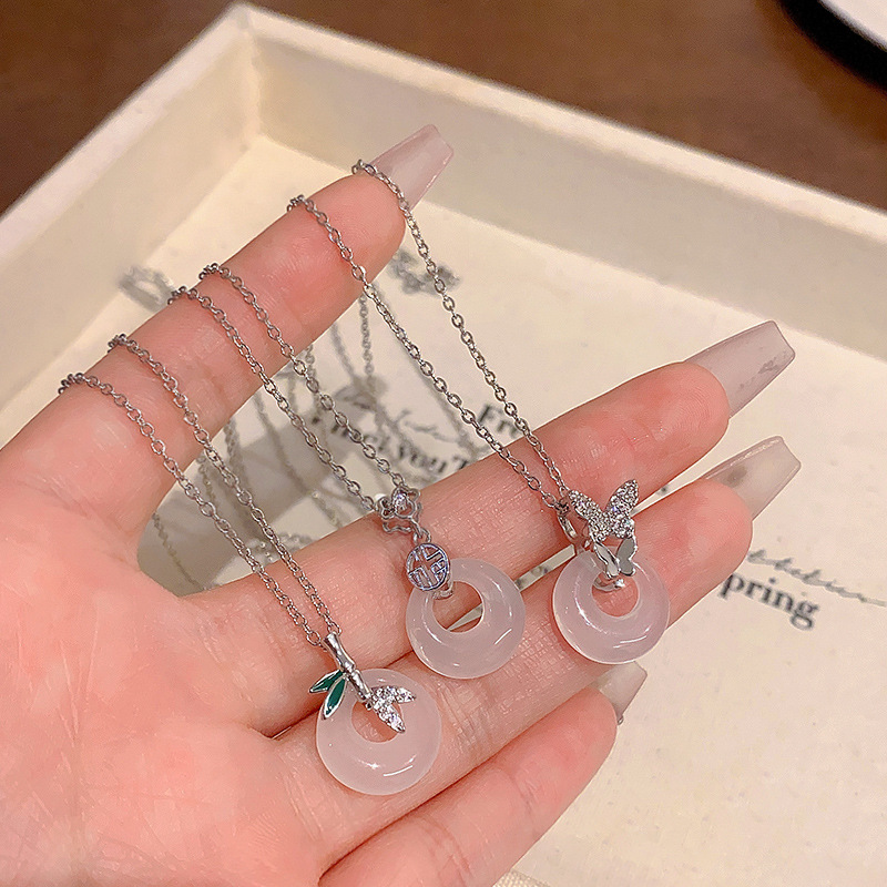 new chinese style safety buckle pendant necklace women's light luxury high-grade clavicle chain 2025 new national style ornament details Picture