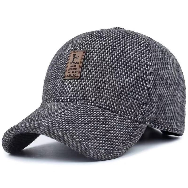 hat men's autumn and winter peaked cap ear protection woolen hat cold protection thickening warm outdoor middle-aged and elderly baseball cap cross-border Item Picture