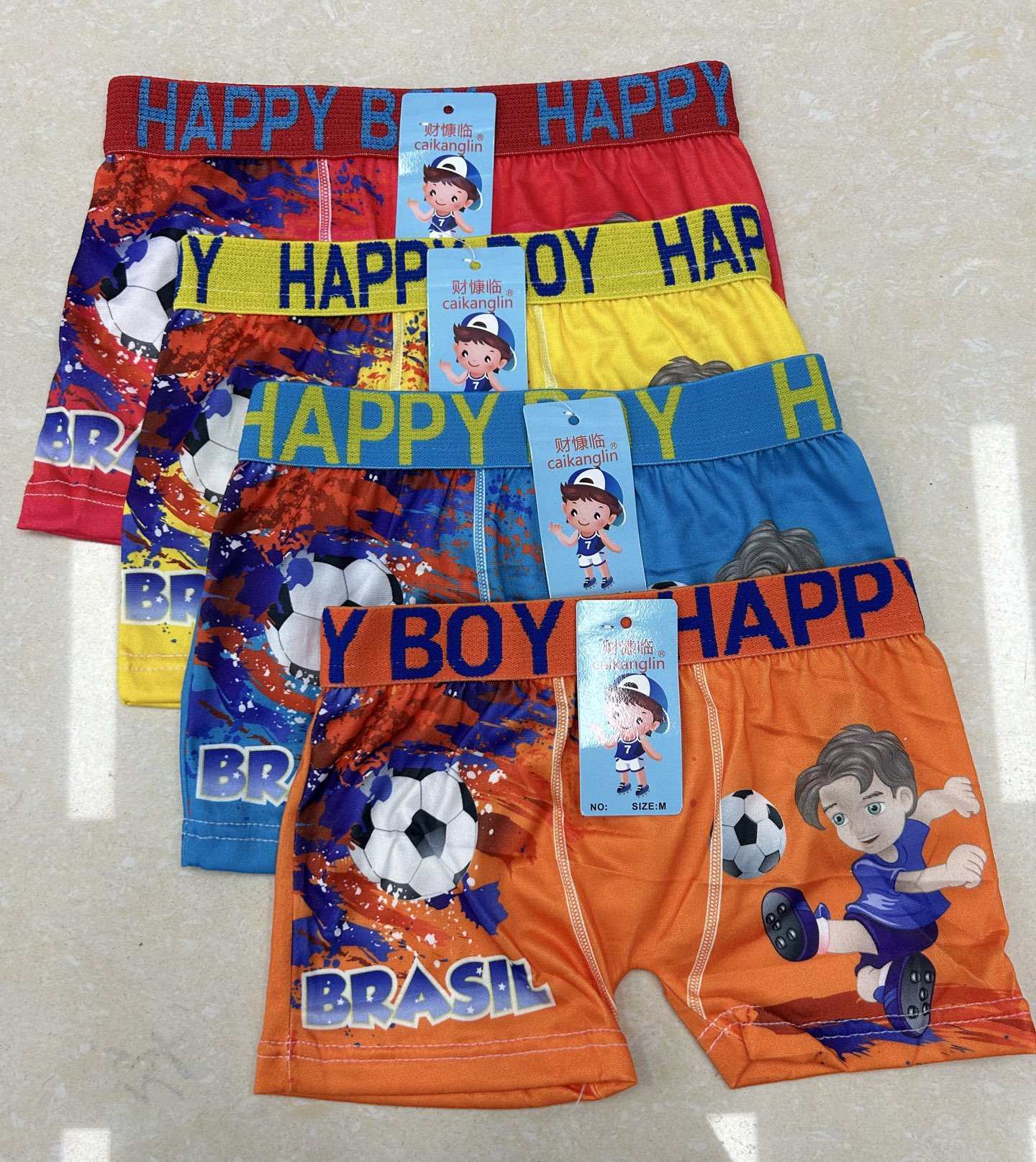 Export of South American children's milk silk underwear, boys' boxer shorts, football babies, cartoon football, boys' and children's underwear details Picture
