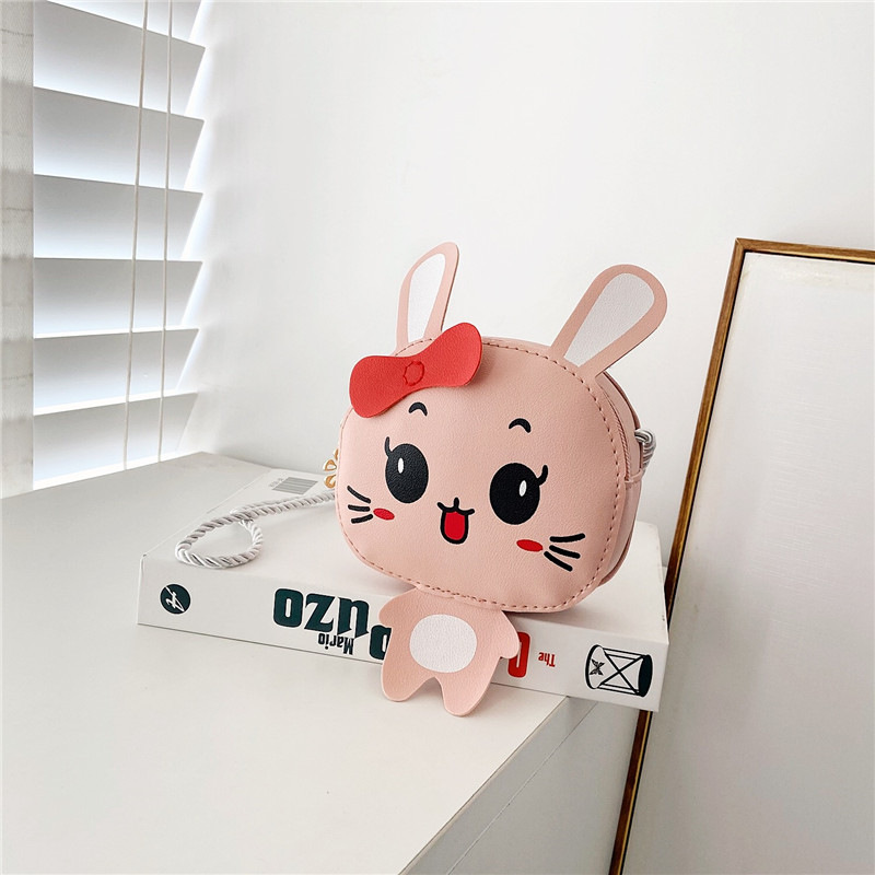 new cartoon cute children's bag pu shoulder bag girls' korean-style casual messenger bag small animal coin purse details Picture
