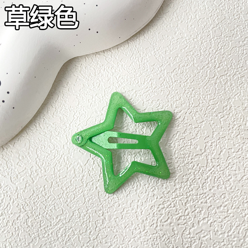 solid color xingx a pair of hairclips five-pointed star bb clip broken hair hairpin vitality girls' hairpin sweet girl bang clip side clip Application Scenario