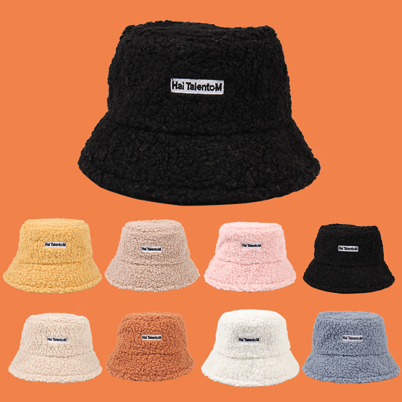 wholesale autumn and winter women's hat teddy plush fisherman hat fashionable korean all-match bucket hat warm internet famous hat full figure