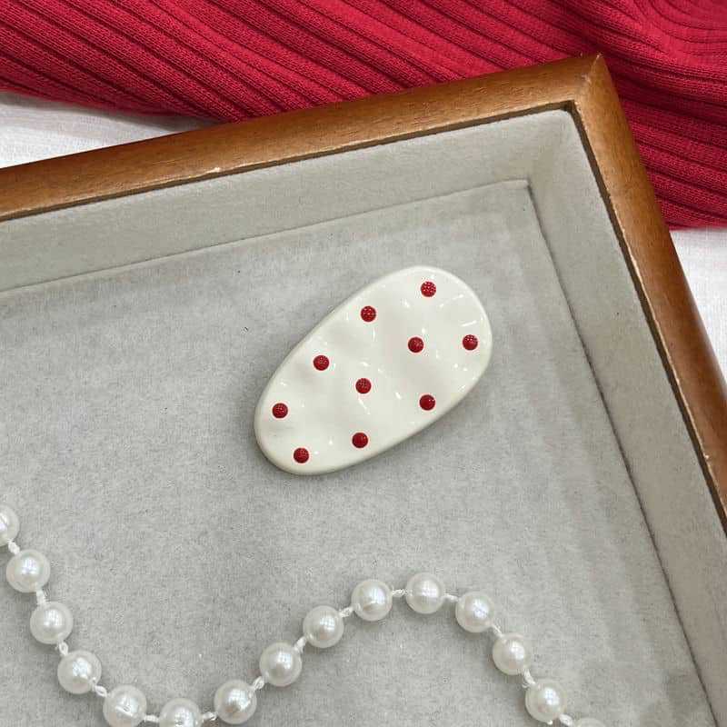 korean style high-grade sweet polka dot girly style barrettes pink duckbill clip side clip cropped hair clip barrettes student hairpin Item Picture