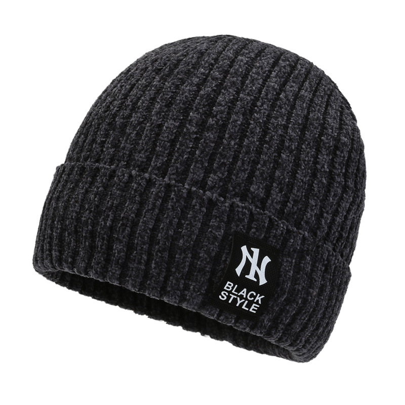 autumn and winter new men's korean warm knitted hat outdoor velvet cold protection sleeve cap youth yarn hat Specification drawing