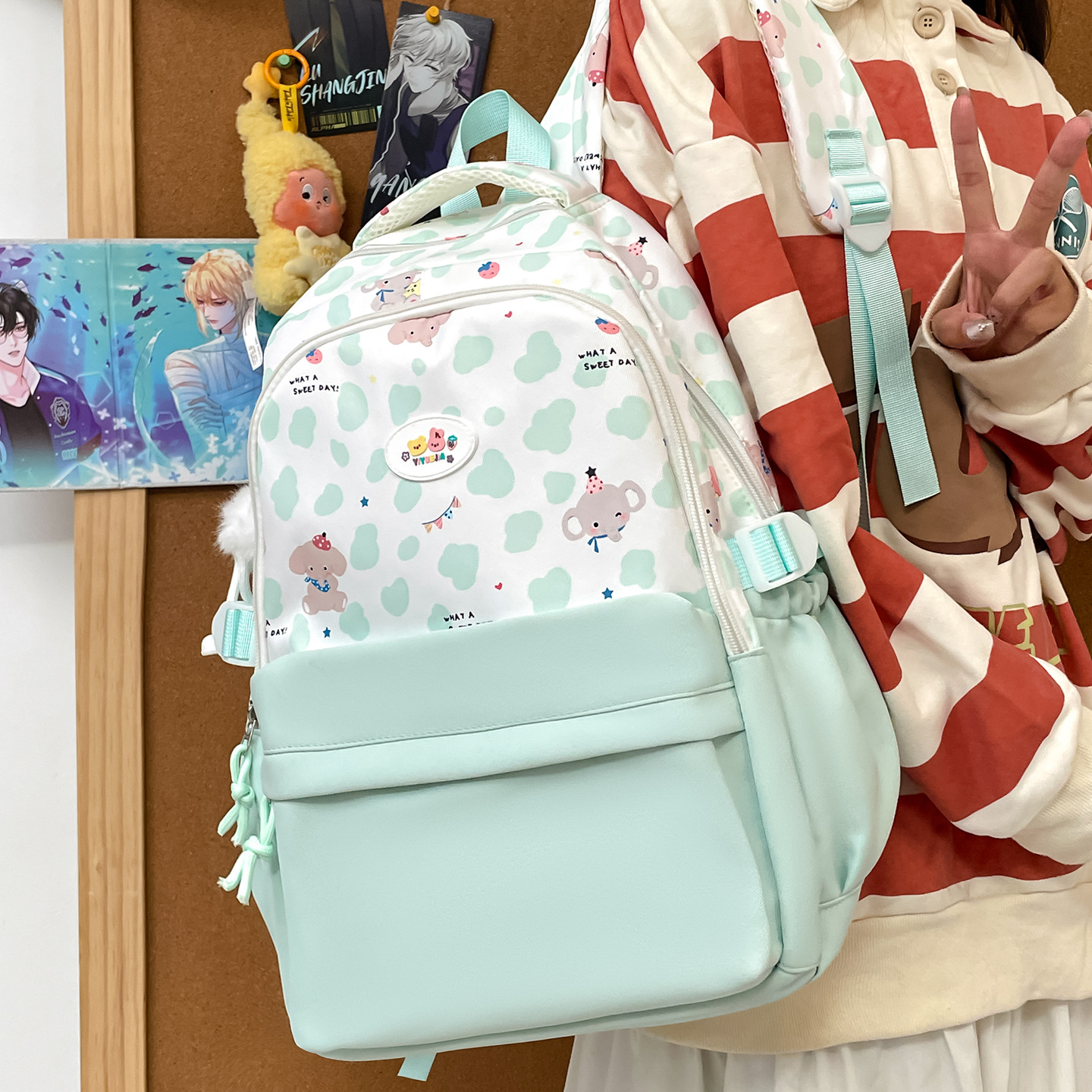 New Japanese-style junior high school backpack for high school students, cartoonish and cute school style, large capacity for classes Specification drawing