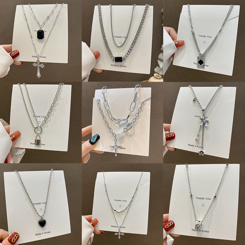 korean style hip hop style fashion necklace men's all-match high sense niche sweater chain women's new retro ornament wholesale details Picture