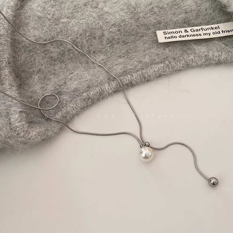 pull-out pearl long necklace women's high-grade temperamental tassels sweater chain affordable luxury fashion hot accessories details Picture