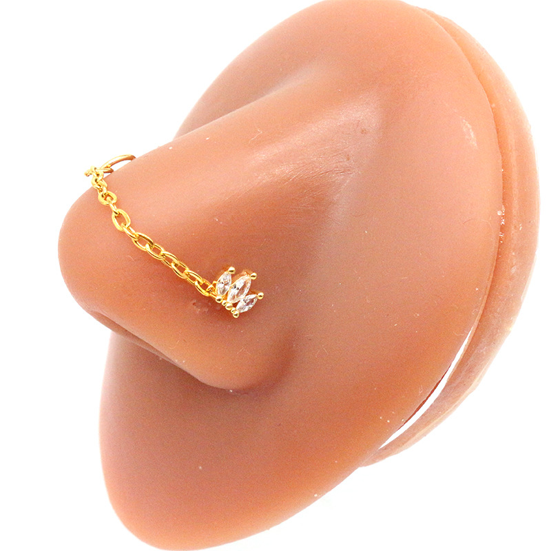 盖贝欧美跨境不锈钢鼻环nose chain鼻钉鼻链爱心鼻钉五星鼻钉鼻环 细节图