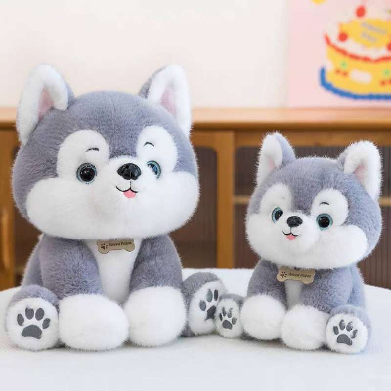 A 35CM plush toy of a sitting husky