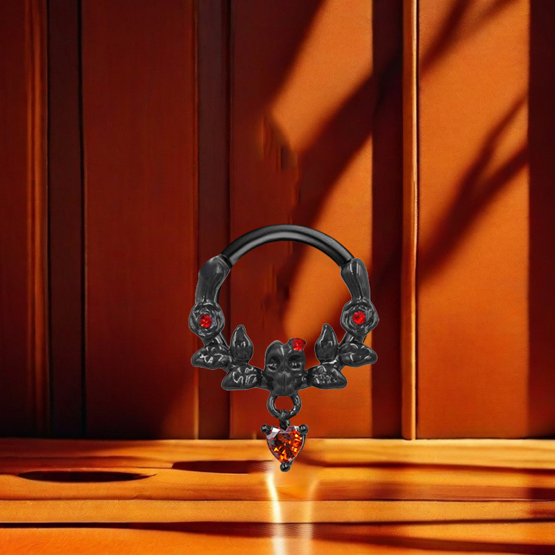 热卖欧美跨境不锈钢鼻环万圣节鼻环耳环鬼头黑风系列欧美嘻哈鼻环详情图7