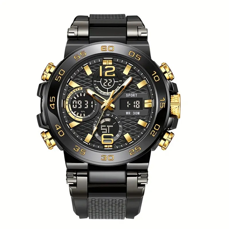 cross-border new fashion junior high school multi-functional sports waterproof quartz double display calendar electronic watch men Application Scenario