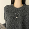 xiempress saturn pearl pendant necklace women's high-grade pull adjustable titanium steel sweater chain accessories do not fade details Picture