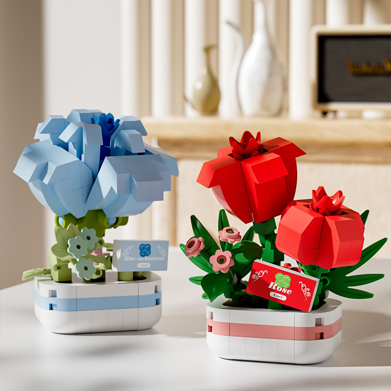 compatible with lego artificial eternal rose sunflower pot sunflower educational building blocks toy decoration gift cross-border Application Scenario