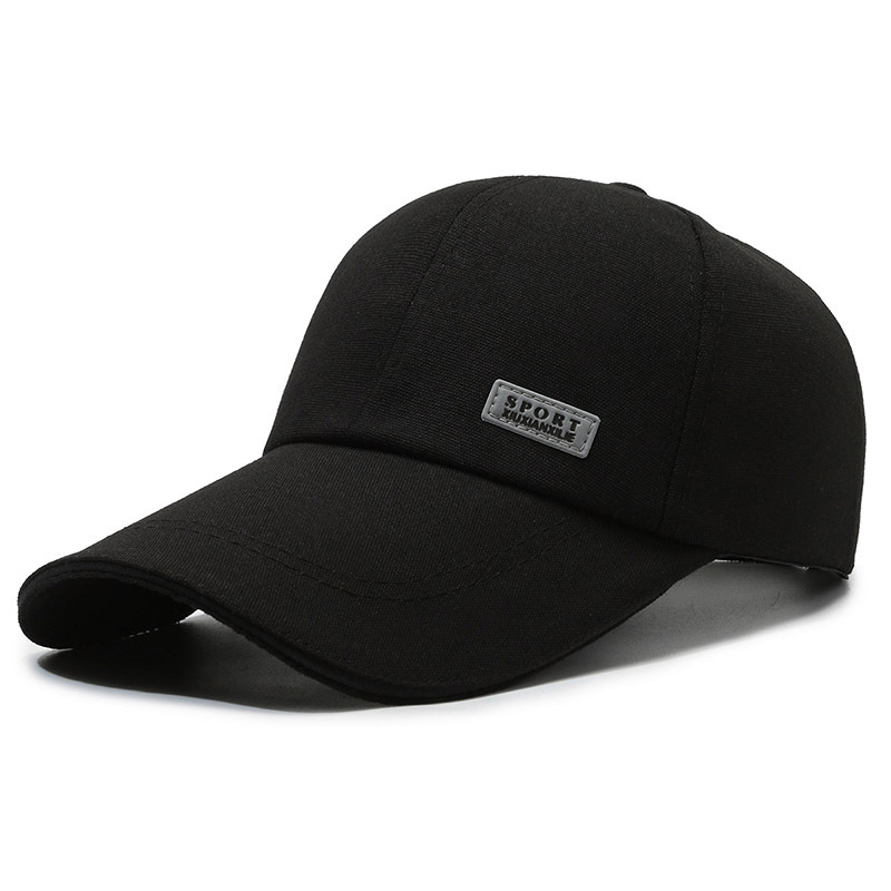 baseball cap men's sun hat sun protection sun protection fishing men's canvas lengthened along hard top peak cap baseball cap details Picture