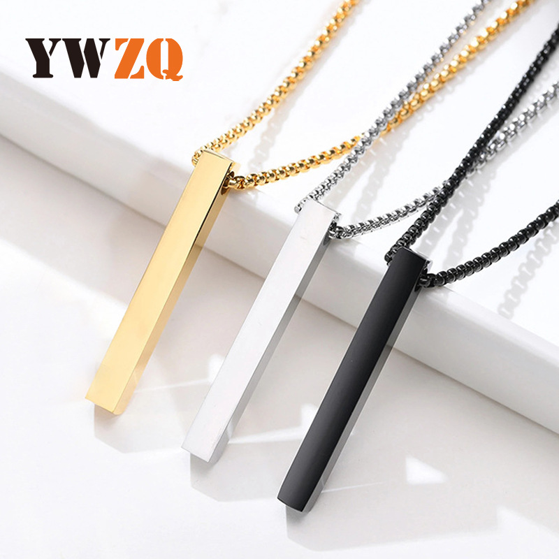 cross-border new stainless steel hip hop necklace men's cold rectangular three-dimensional necklace couple's pendant ornament full figure