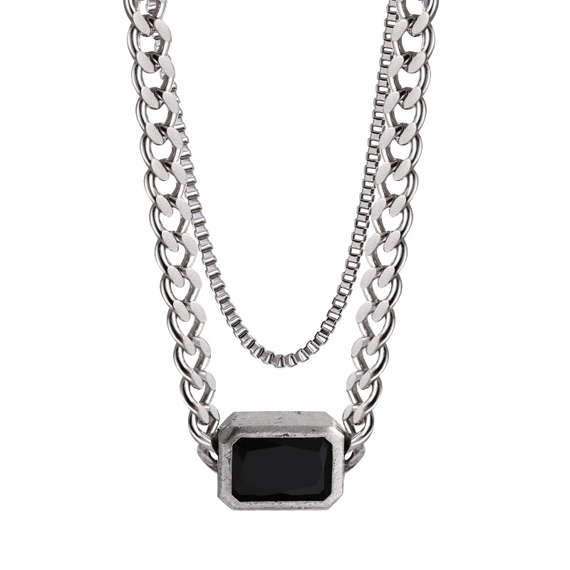 korean style hip hop style fashion necklace men's all-match high sense niche sweater chain women's new retro ornament wholesale Item Picture