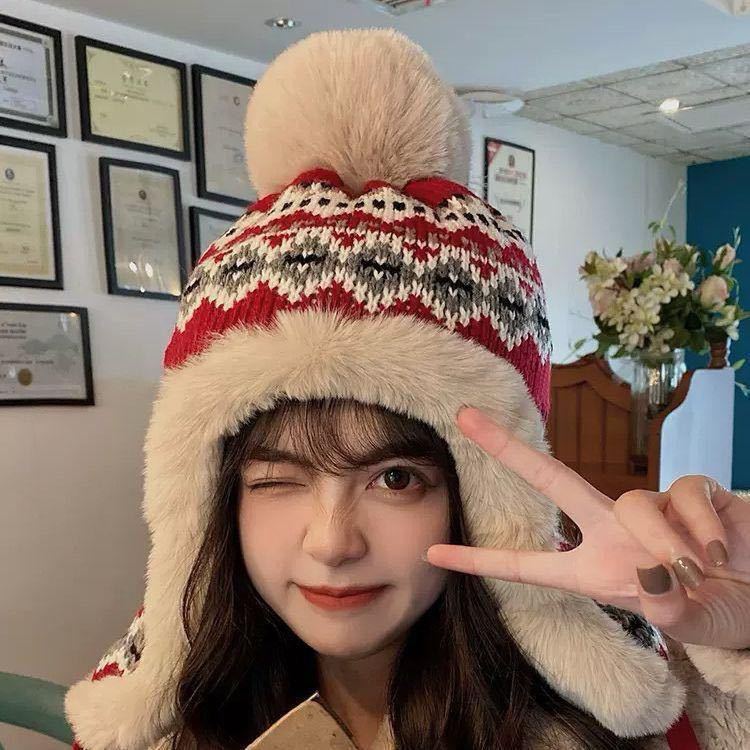 winter thickened velvet padded thermal lei feng cap women's knitted jacquard pattern earmuffs hat northeast cold proof all-matching casual Application Scenario