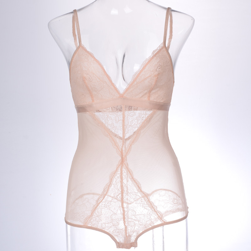 Sexy lingerie, halter lace jumpsuit, pajamas, lace deep V, beautiful back lingerie, underwear one-piece lace pajamas Application Scenario