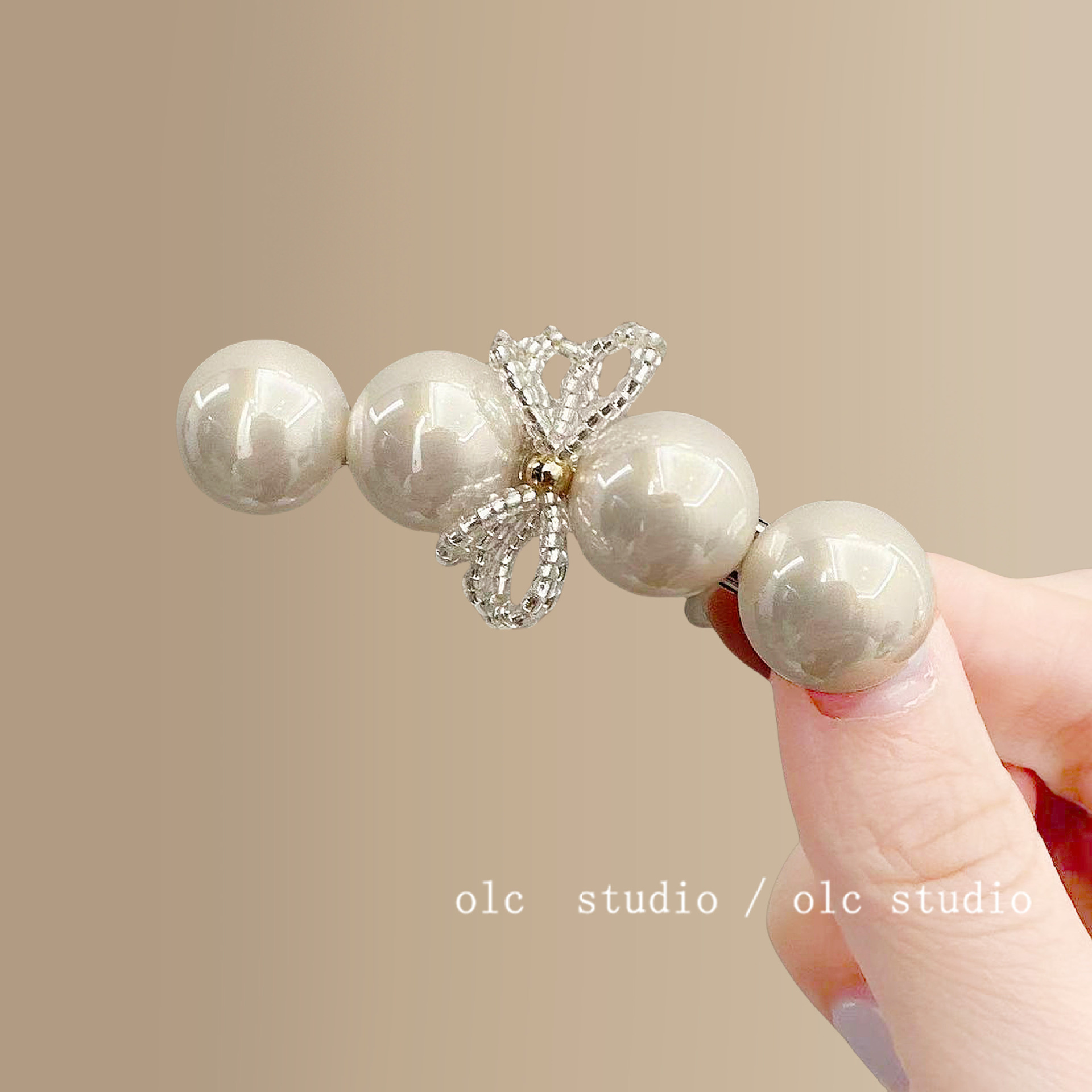 korean style female owner ~ light luxury pearl barrettes side clip side sweet retro duckbill clip bow travel hairpin female full figure