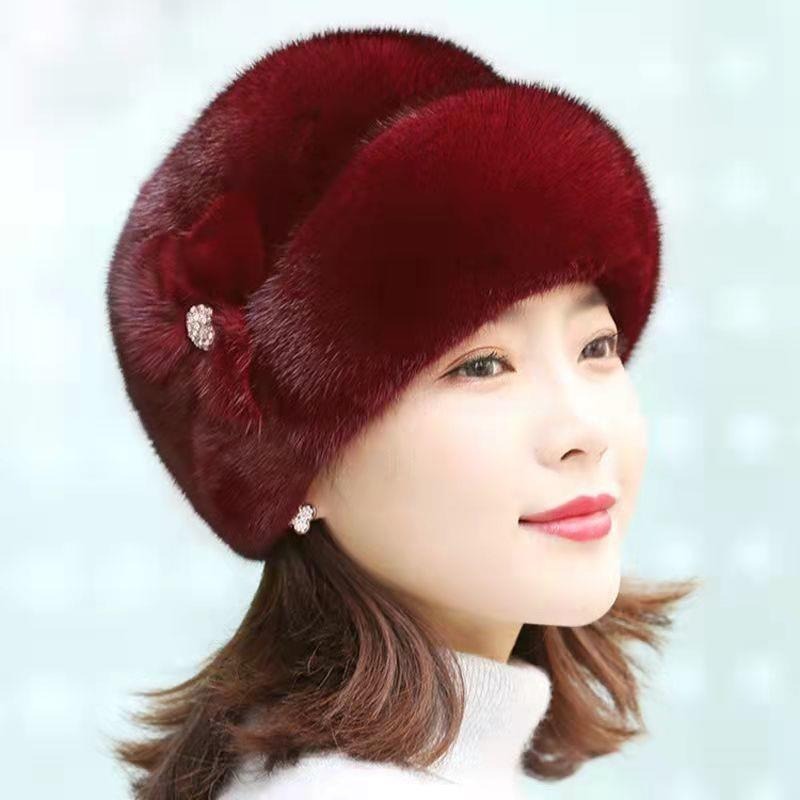 autumn winter hat knitted hat middle-aged and elderly people bucket hat woolen cap pumpkin mom style hat solid color grandma's hat hat for the elderly full figure