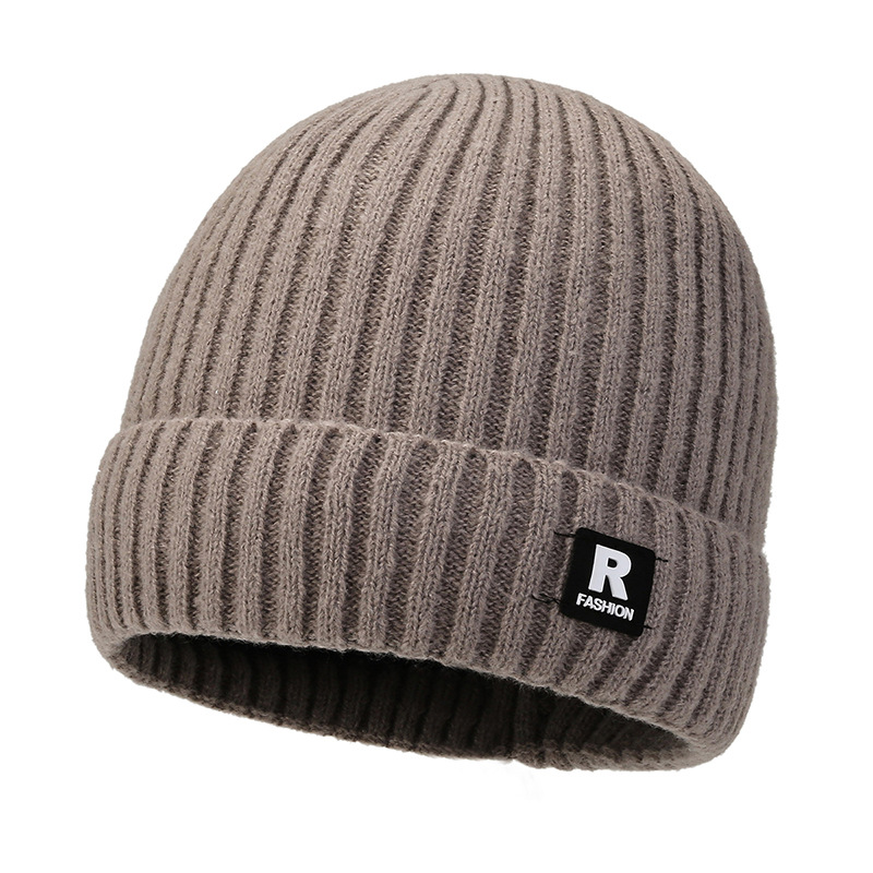 2023 new fall winter men knitted hat out cold protection fleece earflaps cap youth fashion patch sleeve cap Specification drawing