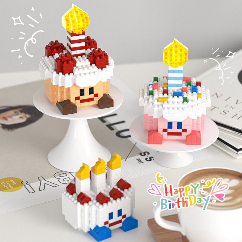 compatible with lego mini luminous birthday cake building blocks small particle assembly educational toys gifts for boys and girls wholesale full figure