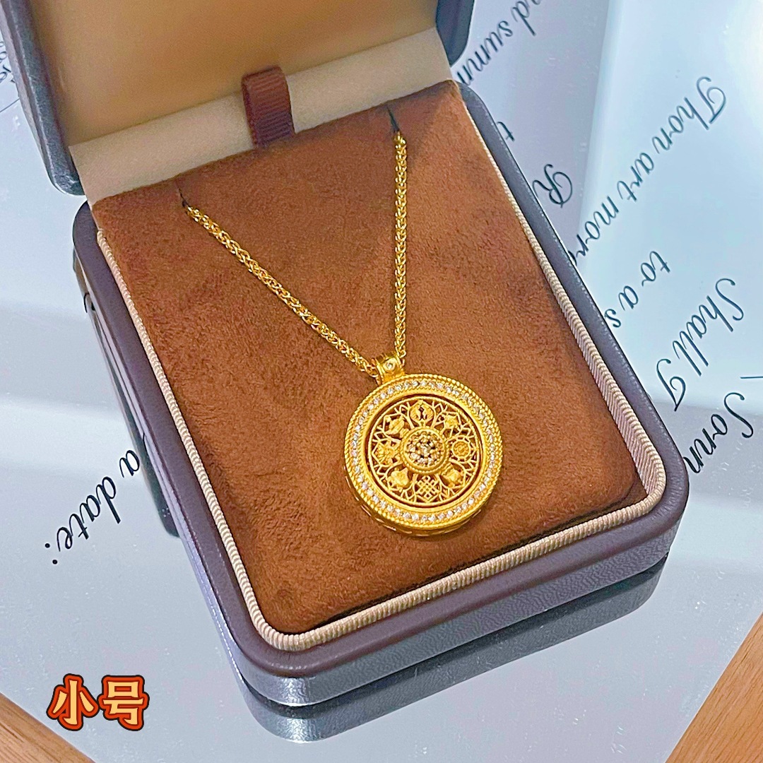 no color fading vietnam placer gold diamond the eight auspicious symbols compass ruyi rope necklace rotatable pendant sweater chain women Application Scenario