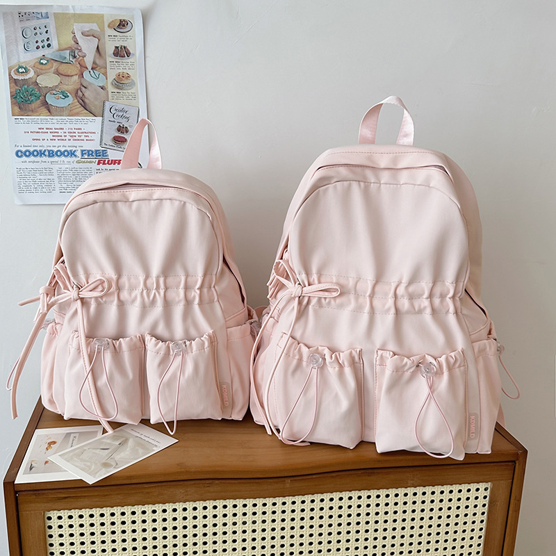 2026 cross-border macaron color backpack large capacity schoolbag female junior high school student cute bow high school student backpack female Item Picture