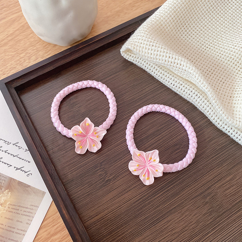 pink sweet cherry blossom barrettes side girl bangs cropped hair clip barrettes girl flower hairband back head female hair accessories Application Scenario