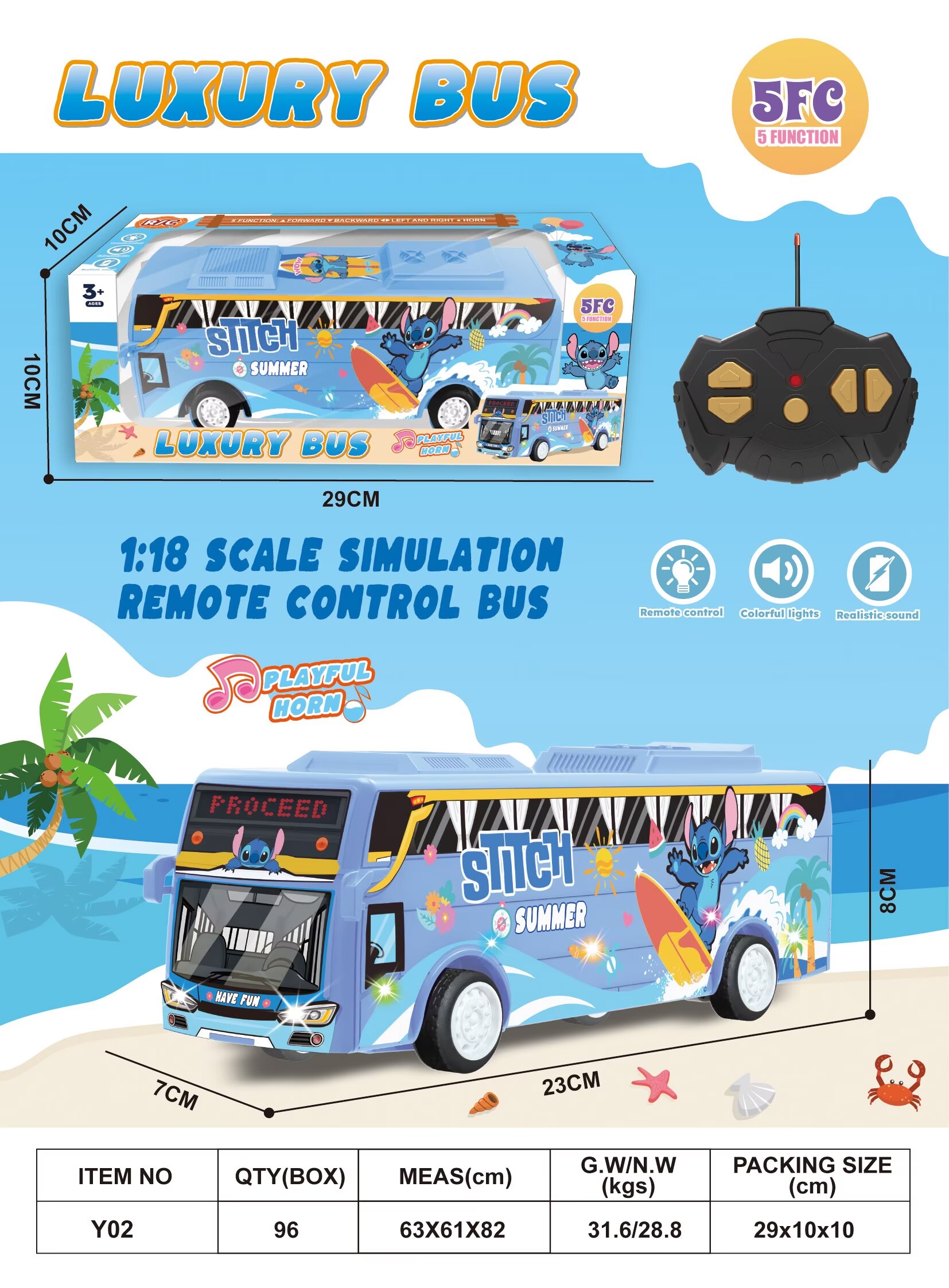 TK58573   5通遥控巴士史迪仔图案（带灯光音乐）包电详情1